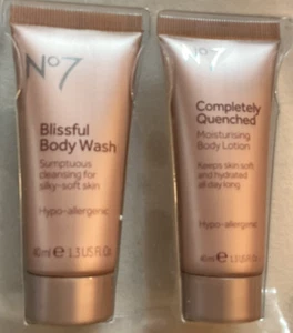 No7 Blissful Body Wash & Completely Quenched Body Lotion Travel Size 40ml Sealed - Picture 1 of 2