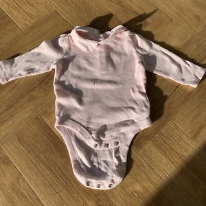 Baby Gap Pink 3-6 Months Collard Long Sleeve Ribbed Bodysuit