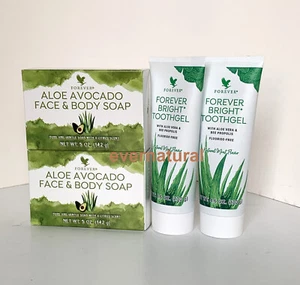 Lot of 2 Forever Living Bright Toothgel & 2 Avocado Face and Body Soap - Picture 1 of 4