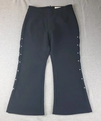 Pantalones para mujer Jonathan Simkhai talla 0 negro mezcla de lana tachuelas plateadas acampanadas Foto 1 de 4