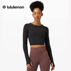 Lululemon Wunder Train Cropped Long Sleeve 2 Black $88 Everlux Pristine - Picture 1 of 14