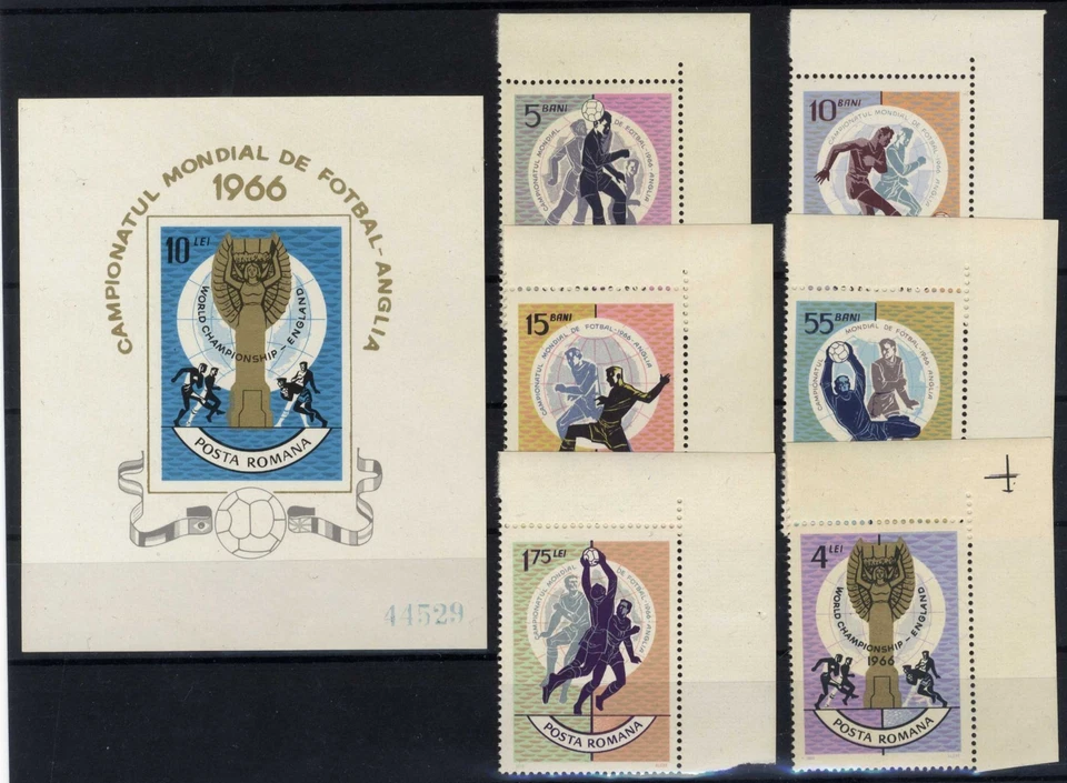 RUMANÍA 1966 1966, Mundial de Fútbol, Inglaterra, FIFA, MNH, OG + esquina Foto 1 de 1