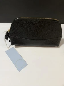 Neely & Chloe kleiner Kosmetiktasche schwarz genarbtes Leder Kosmetiktasche 9”x5” - Bild 1 von 6
