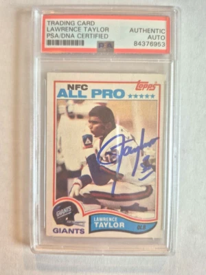 LAWRENCE TAYLOR SIGNED AUTOGRAPH NFL TOPPS NFC ALL PRO TRADING CARD PSA SLAB D - Image 1 of 3