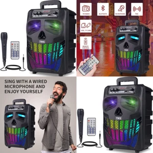 Portable Bluetooth Speaker Subwoofer Karaoke Party System Heavy Bass Mic AUX FM - Picture 1 of 12