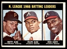 N.L. 1966 BATTING LEADERS 1967 TOPPS #240 MATTY ALOU  ALOU CARTY FREE SHIPPING