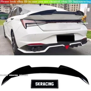 Glossy Black 2021-2024 For Hyundai Elantra Rear Tail Trunk Spoiler Wing Lip - Picture 1 of 15