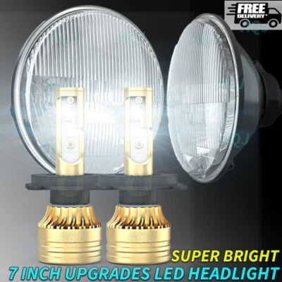 For Triumph TR6 1969-1976 Round Projector 7" LED Headlights Halo Angel Eyes DRL - Image 1 of 4