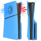 Panneau de remplacement avec ouvertures de ventilation pour console de jeu mince PS5 bleu