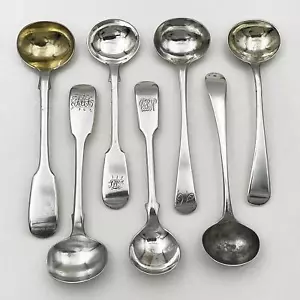7 Various MUSTARD SPOONS STERLING SILVER GEORGIAN 1805 to EDWARDIAN 1907 - Picture 1 of 8