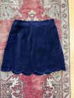 Oscar de la Renta Floral Navy Scalloped Velvet Skirt Size 8