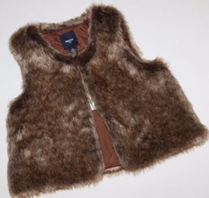 Gap Kids NWT Girl's XS 4 5 Brown Faux Fur Vest Jacket Coat - Picture 1 of 5