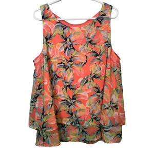 GB Top Girls Cottagecore Boho Floral Tiered Shirt Size L Kids Orange Tropical - Picture 1 of 11