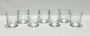 Vtg Libbey Baguette Honeycomb Old Fashioned Clear Juice Glasses Set Of 7 Bubbles - Picture 1 of 12
