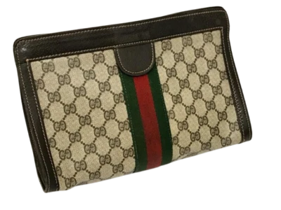 GUCCI Web Sherry Line Bolso Bolso de Mano GG PVC Cuero Gris Usado Foto 1 de 4