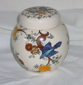 Vintage SADLER STAFFORDSHIRE England Deckeldose Urne mit blauen Eichelhäher Vögeln - Paradies - Bild 1 von 5