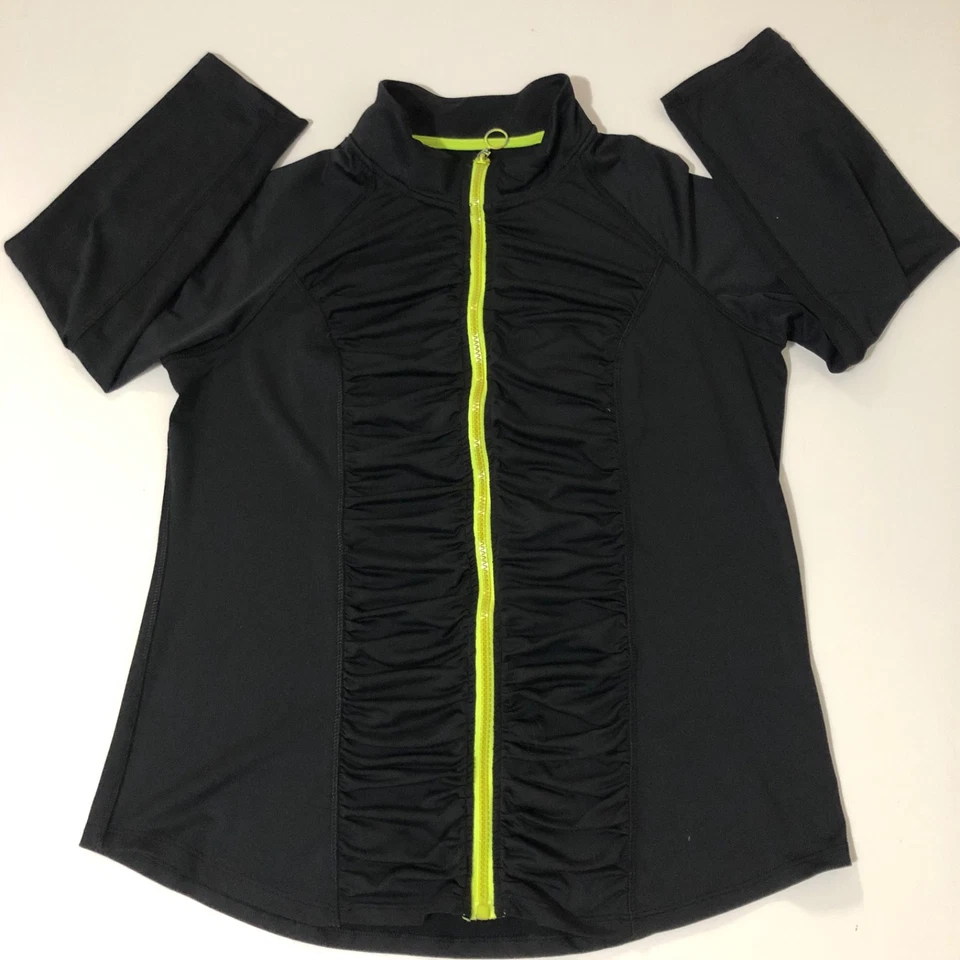 Chaqueta Mujer Talla XL (15-17) Negra/Amarilla Atlética Cremallera Rouching Foto 1 de 4