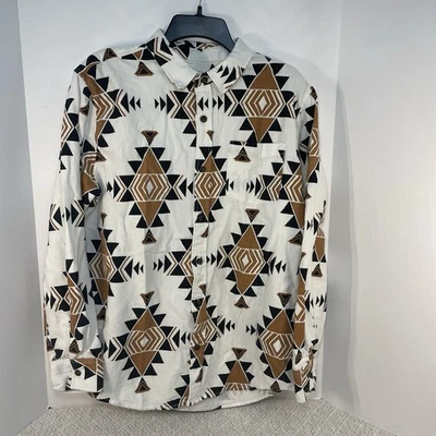 Camisa de manga larga de franela cepillada estampado suroeste azteca L de Pacsun para hombre Foto 1 de 4