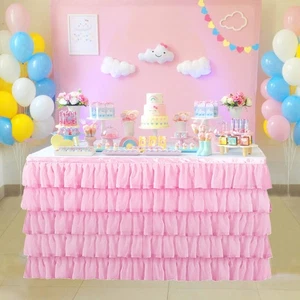 Mermaid Tulle Table Skirt for Rectangle or Round Table Tutu Chiffon Tableclot... - Picture 1 of 7