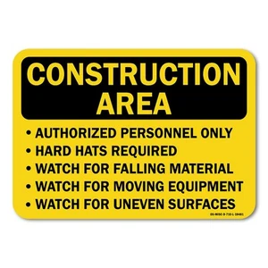 Construction Area Authorized Personnel Only Hard Hats Required Sign Metal - Picture 1 of 5