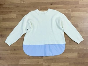 Primark Long Sleeve Jumper Ladies Size XL (18-20) Ivory Shirt Hem Cotton Nylon - Picture 1 of 4