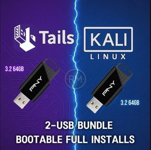 Tails Tor OS & Kali Linux Bootable USB Bundle – 2x 64GB USB 3.2 - FULL INSTALLS - Picture 1 of 13