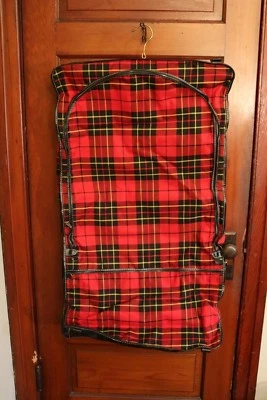 Винтажная красная клетчатая подвесная сумка для одежды дорожный чемодан - Изображение 1 из 4