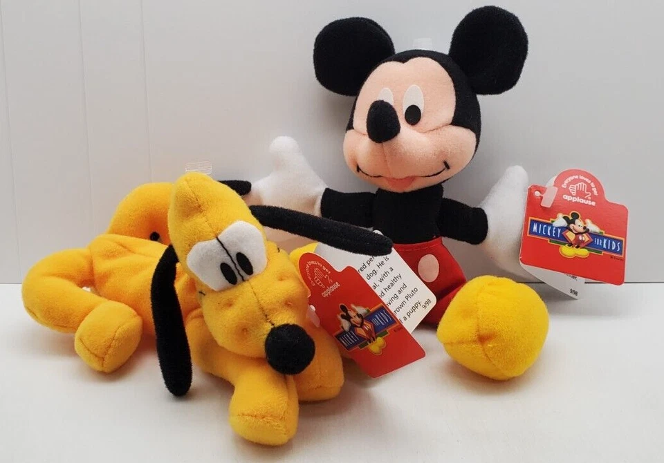 Disney Mickey y su perro Plutón para niños bolsa de frijoles peluche 1998 aplausos Foto 1 de 4
