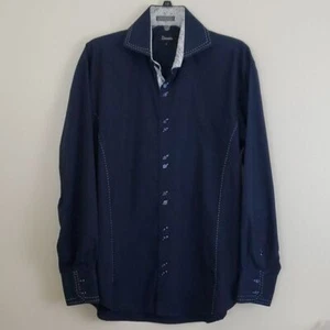 Damante Navy Blue Dress Shirt L - Picture 1 of 12