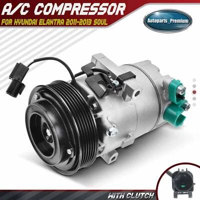 AC A/C Compressors & Clutch for Hyundai Elantra 2011-2013 Kia Soul 12-13 VS12 - Image 1 of 4