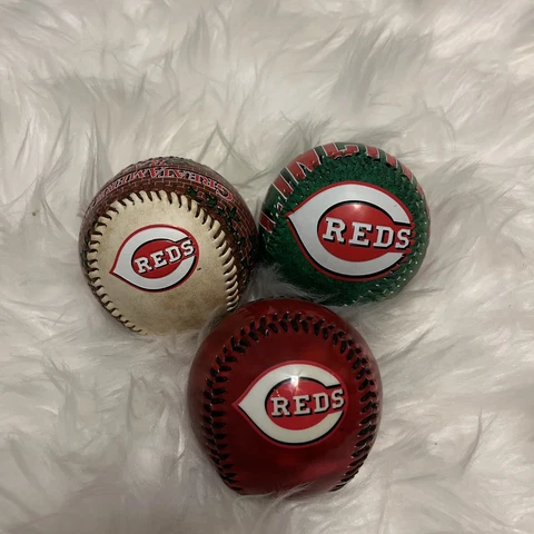 Lot of Cincinatti Reds three baseball balls, Green, Red, and Brown Cover