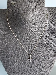 Vintage 925 Sterling Silver Cross  Pendant / Charm with CZ - Picture 1 of 6