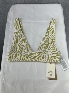 NWT Billabong Women's La Cala Remi Plunge Bikini Top Size Large Green Tropical - Picture 1 of 8