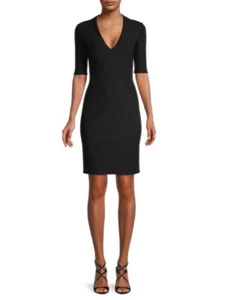 HELMUT LANG Bodycon Dress, V-neck Elbow sleeves, Exposed seams, Small, $335 NWT - Picture 1 of 2