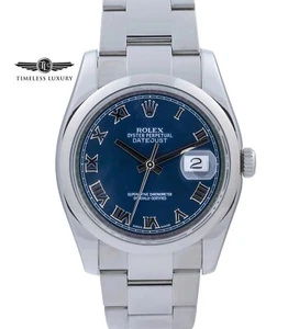 Men's Rolex Datejust 116200 Stainless Steel 36mm Blue Roman Dial MINT - Picture 1 of 5