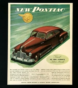 Pontiac 1946 Silver Streak Car publicidad coche rojo ilustraciones impresión vintage AD - Imagen 1 de 1