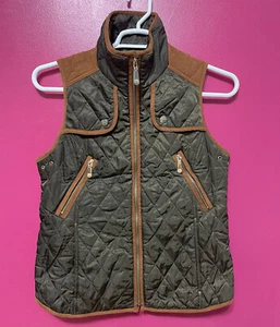 Chaleco para mujer Vince Camuto talla pequeña verde acolchado gamuza sintética con cremallera completa - Imagen 1 de 9
