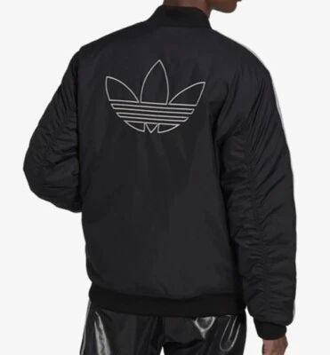Adidas Originals Mens Chile20 Bomber Jacket Medium Black Metallic NEW Top Coat - Image 1 of 4