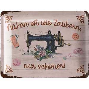 Schild Nähen ist wie Zaubern Deko Geschenk für Näherin, Metallschild 15x20cm - Picture 1 of 6
