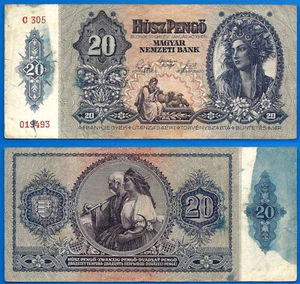 Hungary 20 Pengo 1941 Banknote Forint Free Shipping Worldwide - Picture 1 of 3