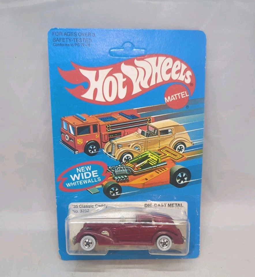 Tarjeta trasera vintage Hot Wheels '35 Caddy' rojo encendedor en 1982 REAL RIDERS  Foto 1 de 4