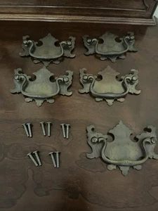 5 Vintage Messing Batwing Chippendale 3,75 Zoll Möbel Schublade Griffe mit Schrauben - Bild 1 von 5