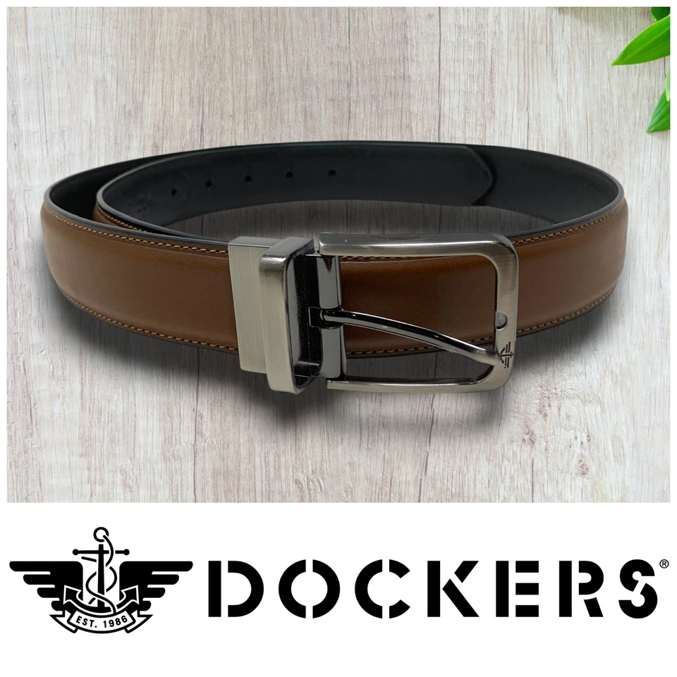 Dockers коричневый и черный двусторонний платье ремень мужской размер 38 веган кожи никель - Изображение 1 из 4