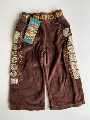 Pantalones vintage Ed Hardy x Audigier niños talla 18/24 meses terciopelo con bordado Foto 1 de 4