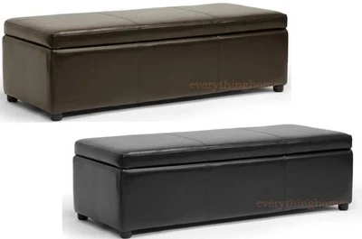 Modern Brown Or Black Leather Storage Ottoman Bench Foot Stool Designer New - Image 1 of 4
