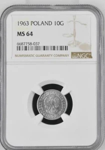 Poland 10 Groszy 1963 NGC MS 64 - Picture 1 of 2