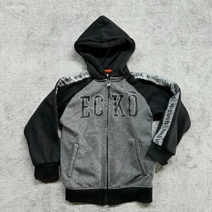 Ecko Unltd Hoodie Boys Youth Gray Large Size 7 Y2K Hip Hop Black Grey - Picture 1 of 5