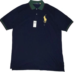 Ralph Lauren Polo 2LT Big Pony Polo Shirt Navy Blue Green Gold Big & Tall - Picture 1 of 4