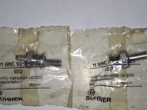 2 Stück Koaxial Stecker, 11 BNC 50-3-4/922, Suhner, neu - Foto 1 di 2