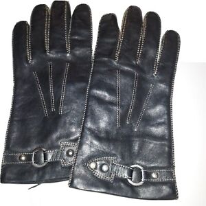 Fownes Women's Handstiched Leather Gloves,  Black,Size-8- XL